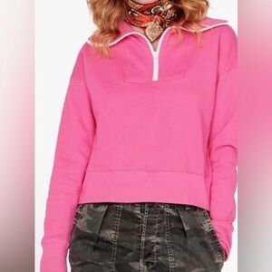 Women's Pink Half- Zip Sweater